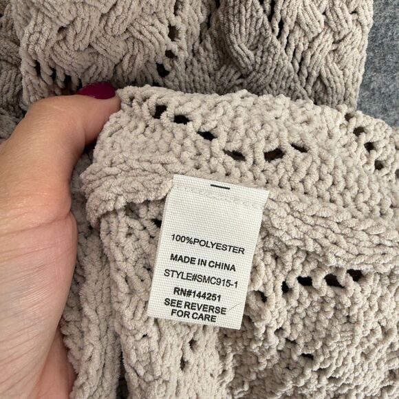 Moon & Madison Cardigan Women S Small Beige Geometric Open Front Long Sleeve - Picture 4 of 8